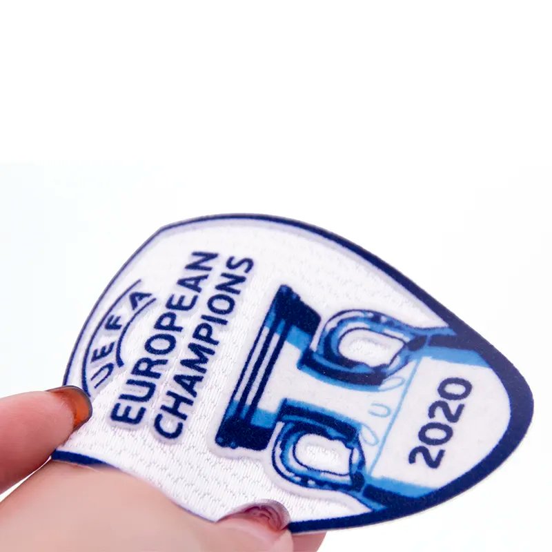Custom 2022 Soccer League Jersey Iron On Patches Embroidery Tatami Flocking Heat Transfer Printed Football 3D Logo Flock Patch