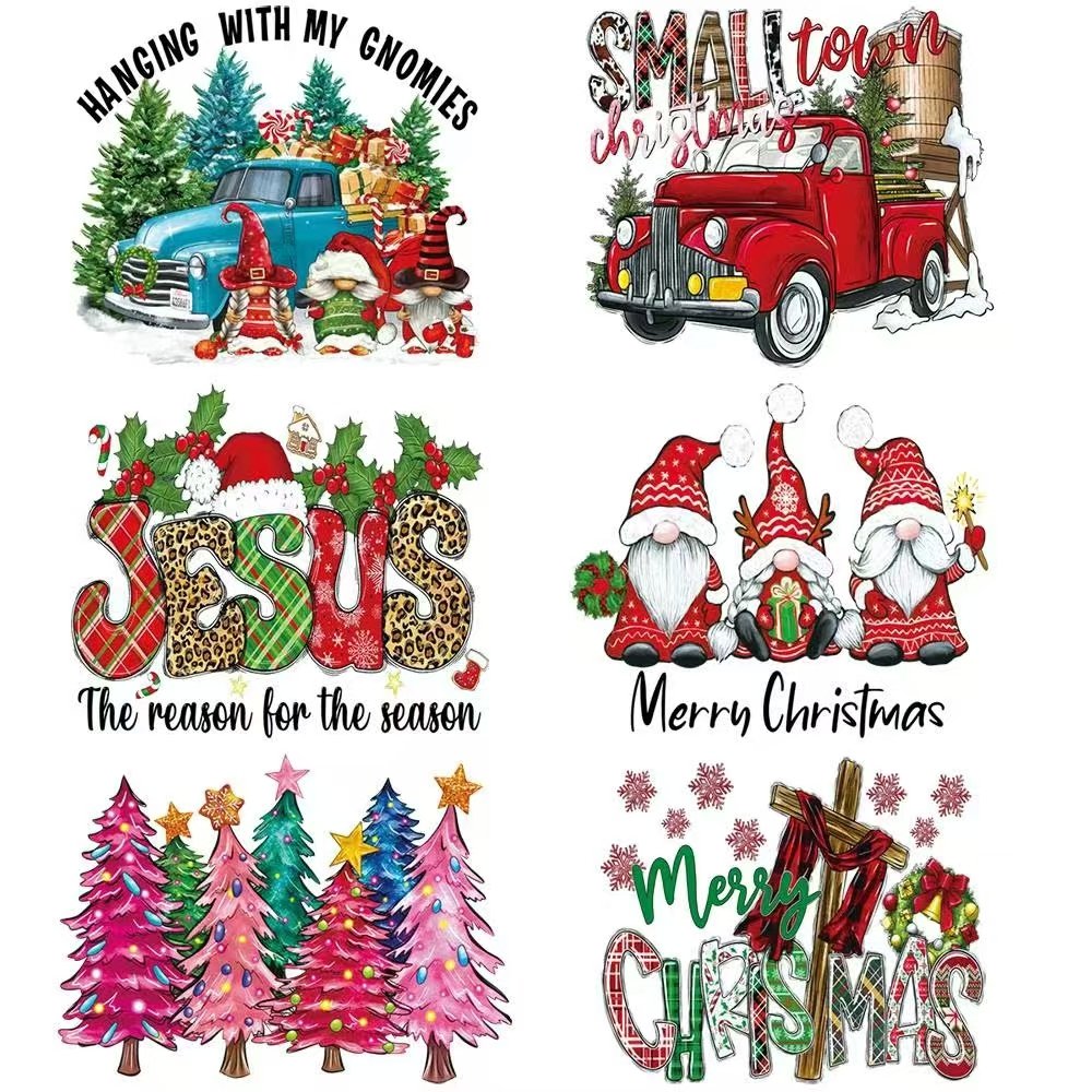 Wholesale custom plastisol dtf print christmas decal iron on image black girl thermal heat transfer for clothes t shirt