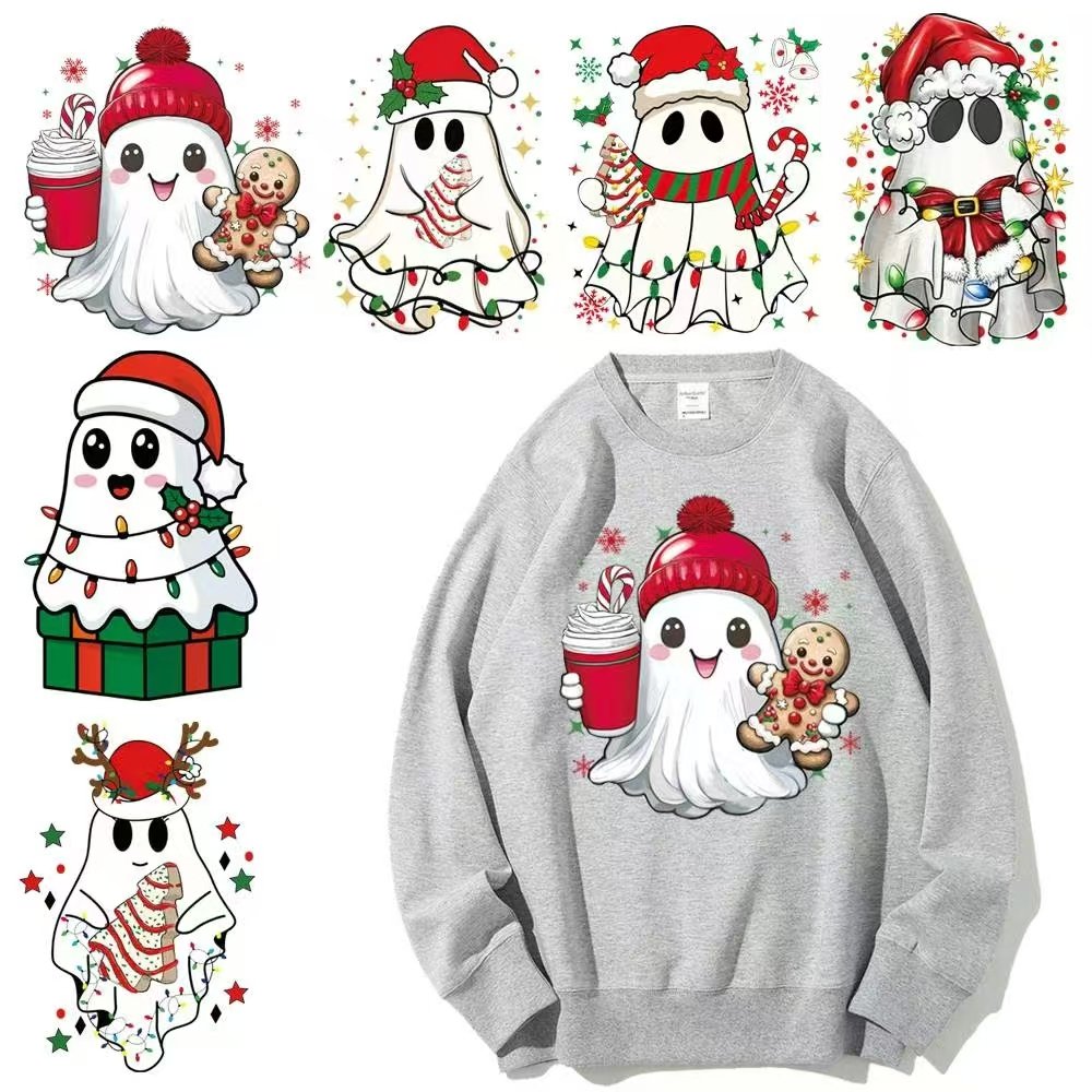 Wholesale custom plastisol dtf print christmas decal iron on image black girl thermal heat transfer for clothes t shirt