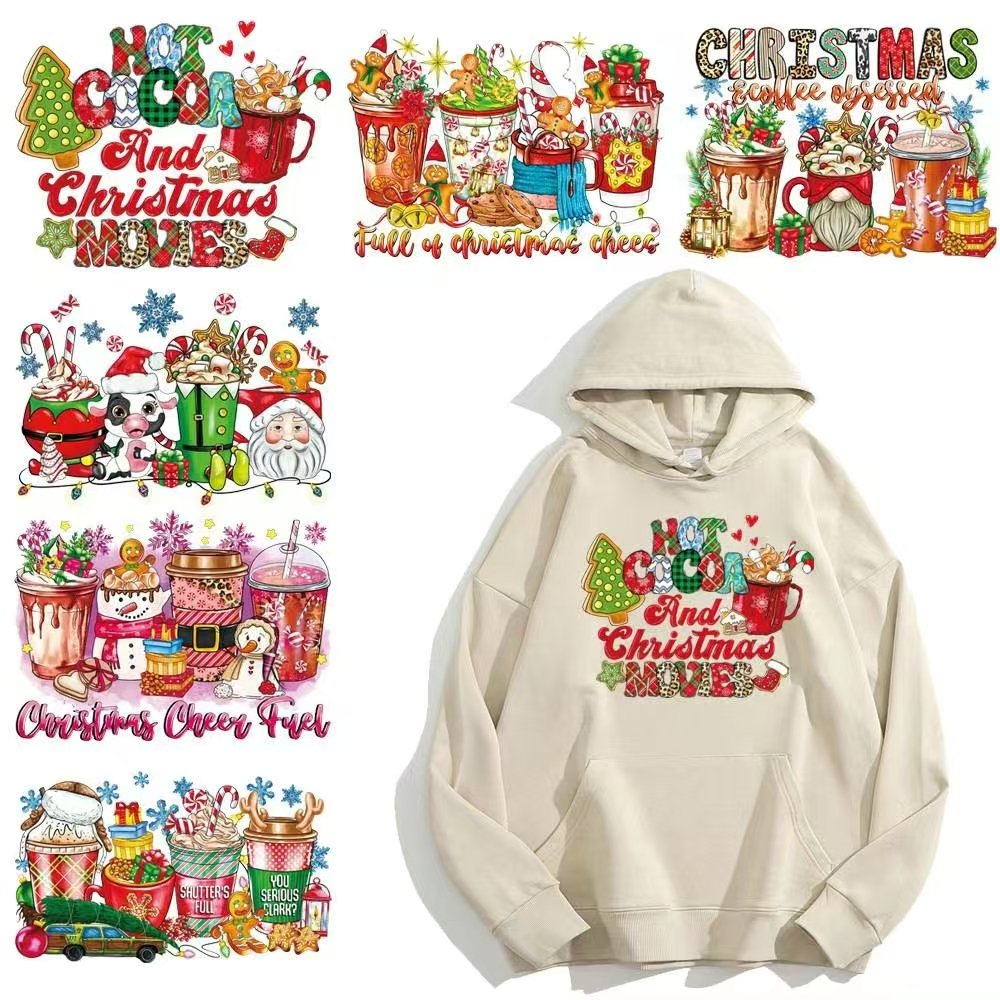 Wholesale custom plastisol dtf print christmas decal iron on image black girl thermal heat transfer for clothes t shirt