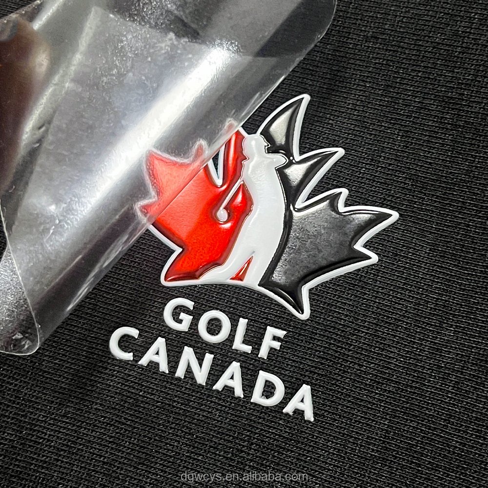 Wholesale Custom 3d sticker heat transfer printing Labels Soft TPU Patches For Golf Clothing