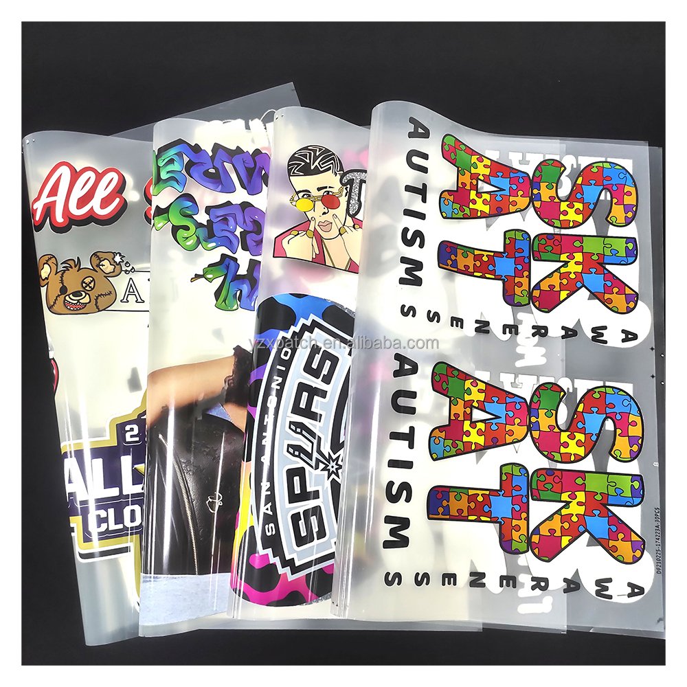 Custom Brand Logo Iron-On Heat Transfer Printing Vinyl Sticker Label Plastisol DTF Transfers Washable for T-Shirts & Cups