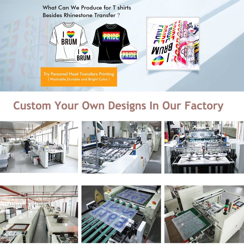 Custom Brand Logo Iron-On Heat Transfer Printing Vinyl Sticker Label Plastisol DTF Transfers Washable for T-Shirts & Cups