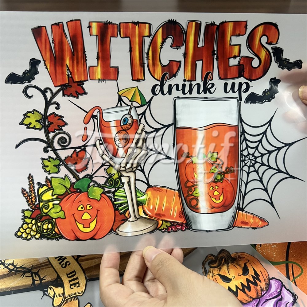 Hot selling product 2024 stay spooky halloween custom design dtf sticker ready to press heat transfer printing