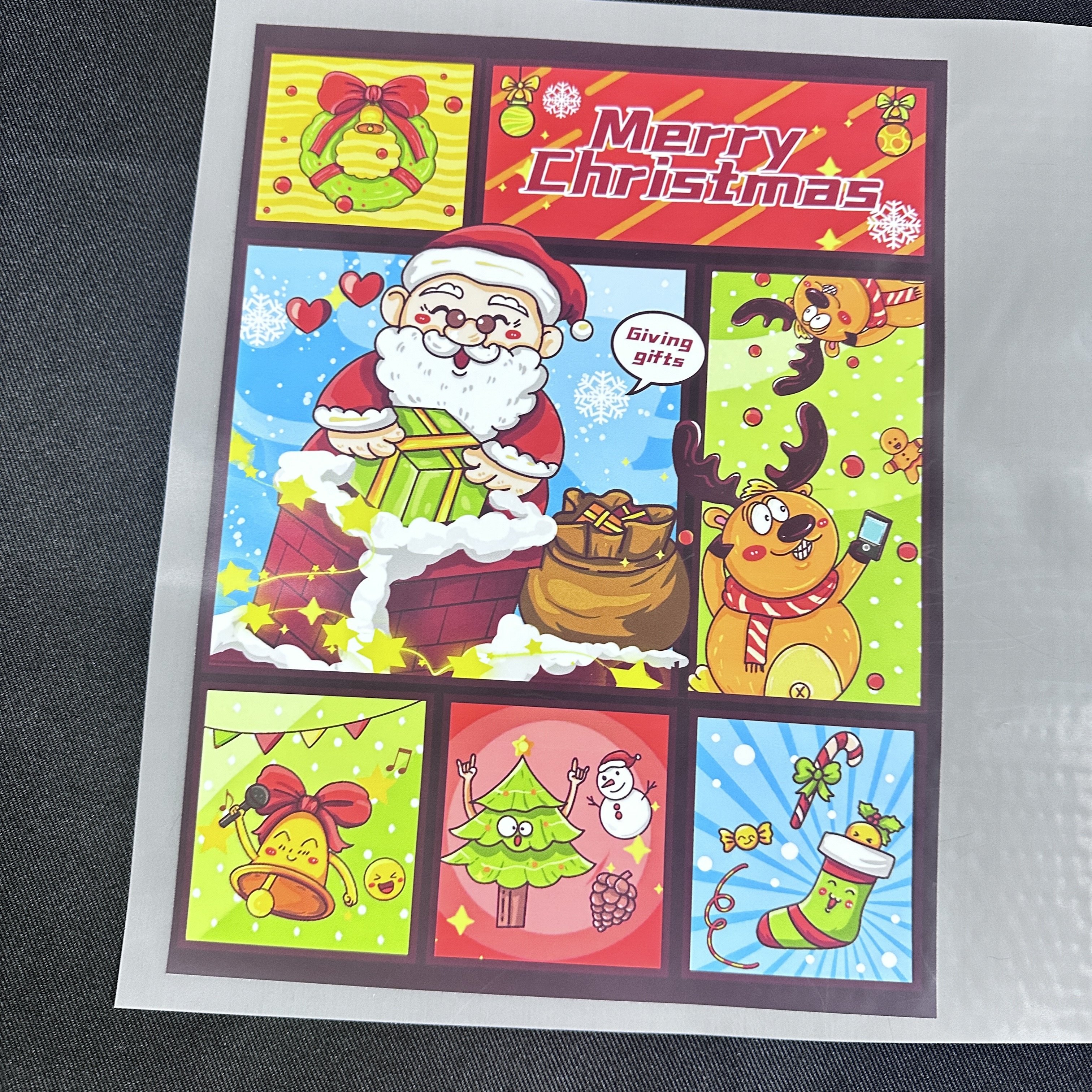 Wholesale Christmas waterproof custom printed labels good hand feeling dtf transfers printing for t shirt