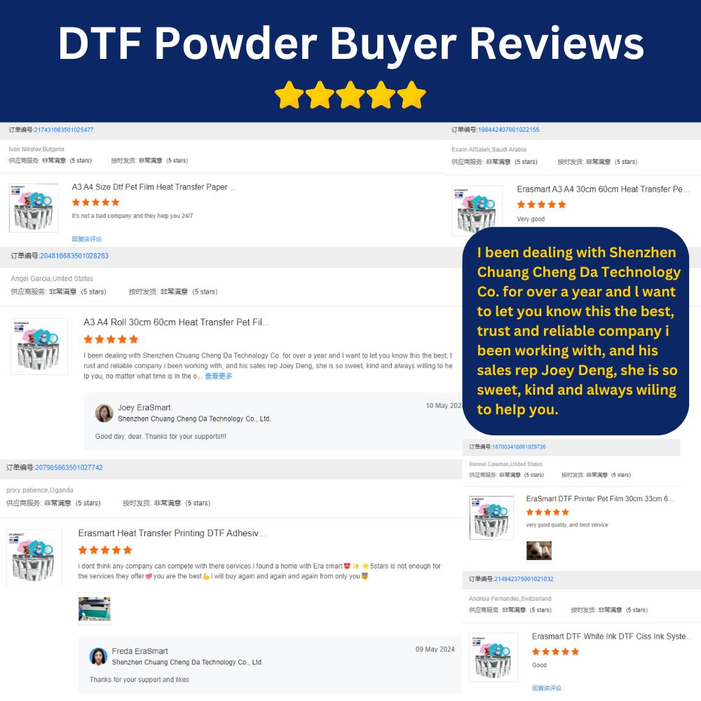 Erasmart DTF Powder Black Fine Medium TPU DTF Powder Heat Transfer Adhesive DTF Hot Melt Powder For Textile T Shirt Printing