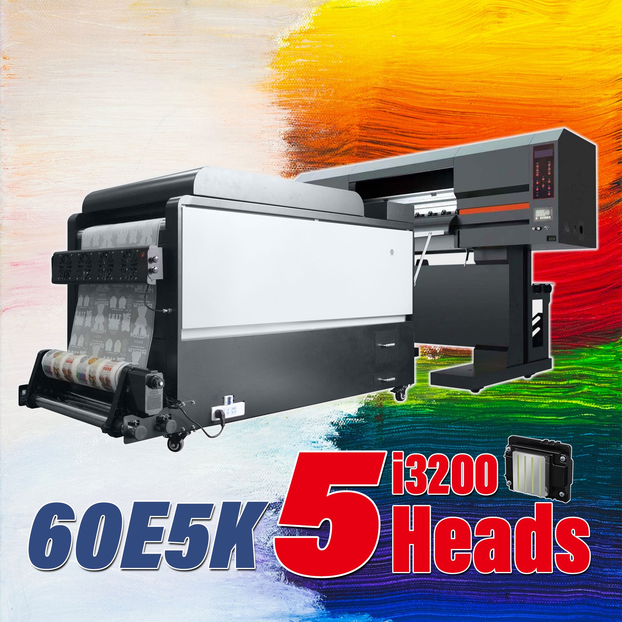 60Cm A1 DTF Printer With Roll To Roll DTF Heat Transfer PET Film I3200 Printhead Sticker Impresora Dtf Printer Printing Machine
