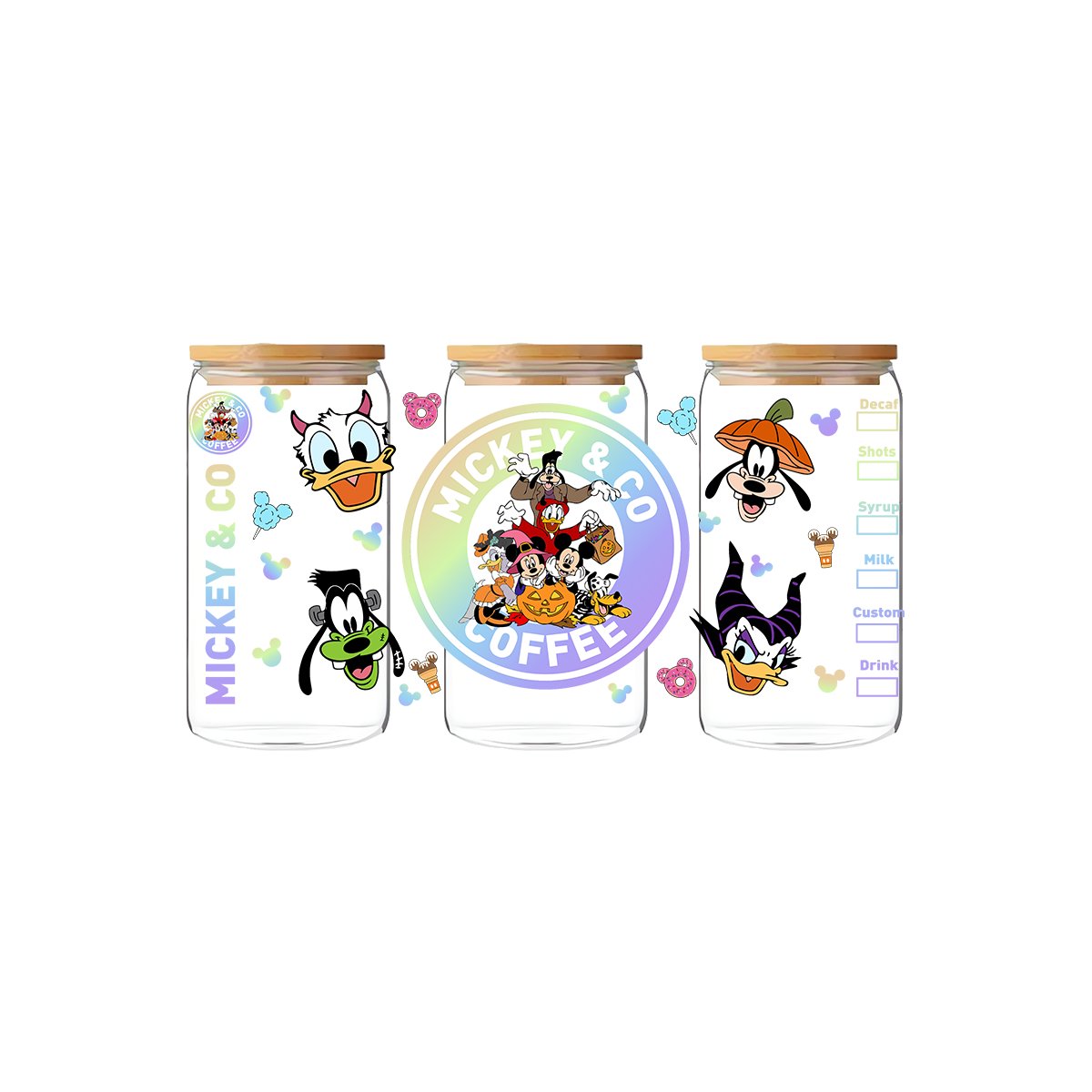 Coffee Mug Pattern Cold Transfer Uv Dtf Cup Glass Wraps High Quality Dtf Transfer Design Ready to Ship Halloween Uv Printer QZYY