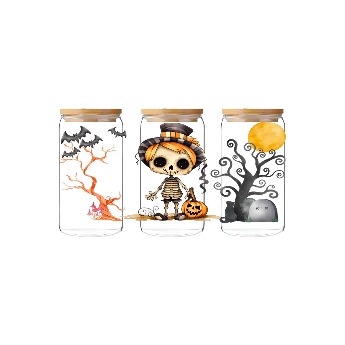 Coffee Mug Pattern Cold Transfer Uv Dtf Cup Glass Wraps High Quality Dtf Transfer Design Ready to Ship Halloween Uv Printer QZYY