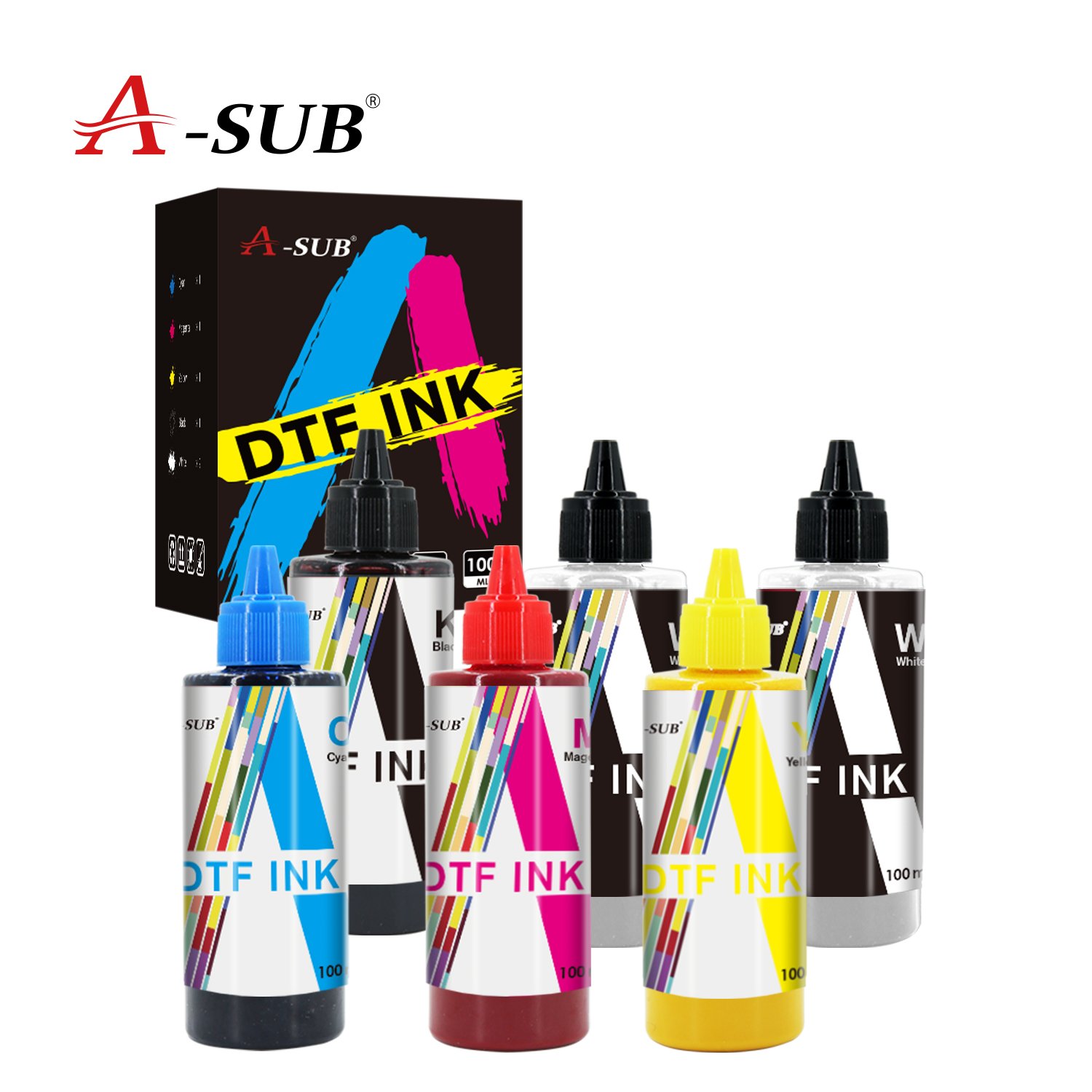 A SUB inkjet DTF Transfer Printing Ink 100ml*6 colors for Inkjet DTF printers
