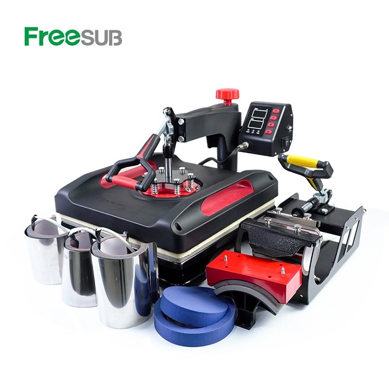 Freesub 5 in 1 heat press sublimation machine 15x15 38x38 t-shirt heat press machine hat cap mugs P8038-5