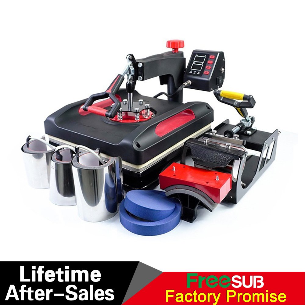 Freesub 5 in 1 heat press sublimation machine 15x15 38x38 t-shirt heat press machine hat cap mugs P8038-5