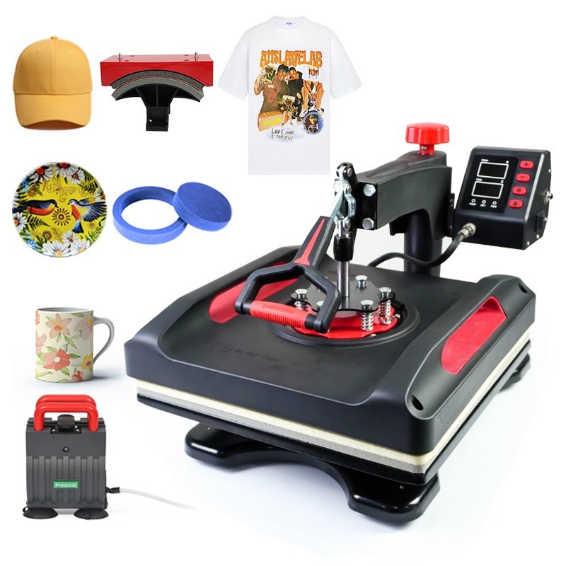 Freesub 5 in 1 heat press sublimation machine 15x15 38x38 t-shirt heat press machine hat cap mugs P8038-5