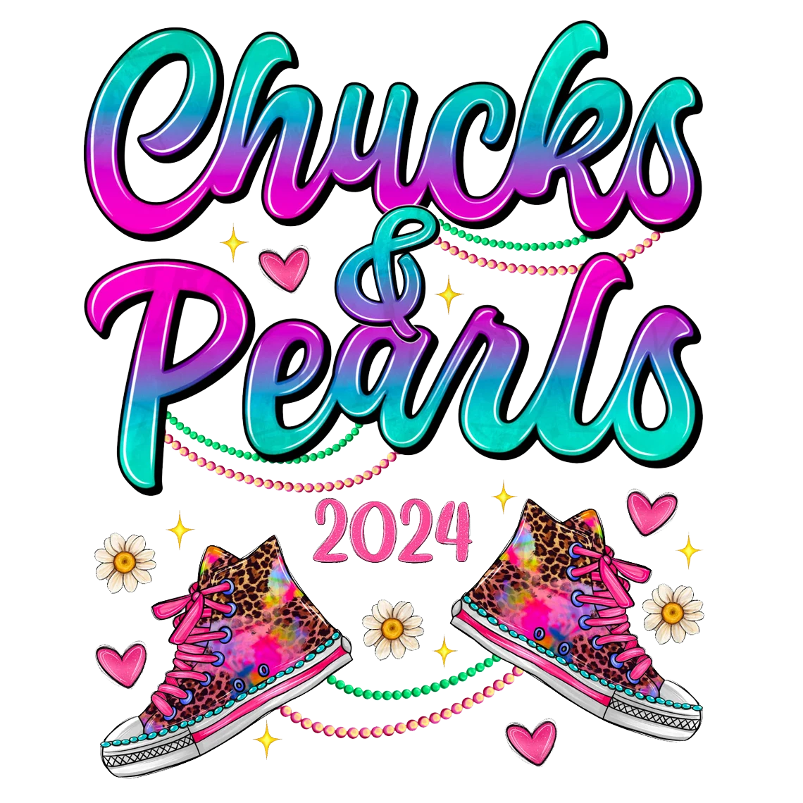 Hotsale Chucks and Pearls DTF heat transfer printing wholesale for shirts