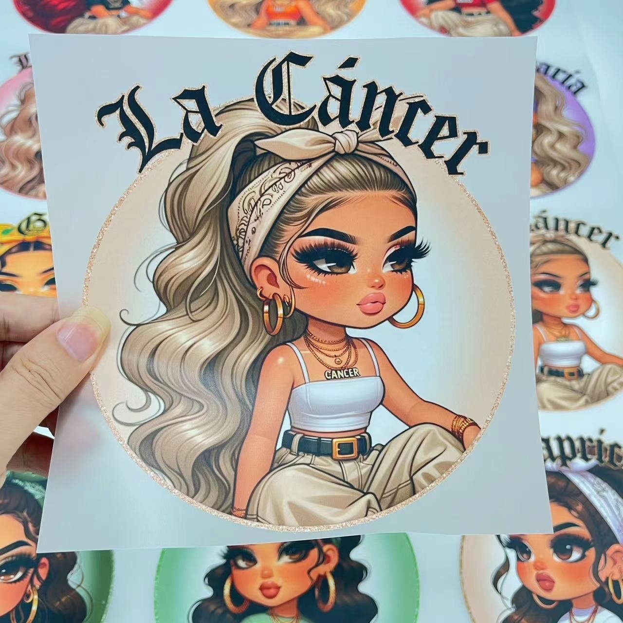 Wholesale girls vinyl stickers waterproof custom plastisol heat transfers dtf transfers printing on t shirt