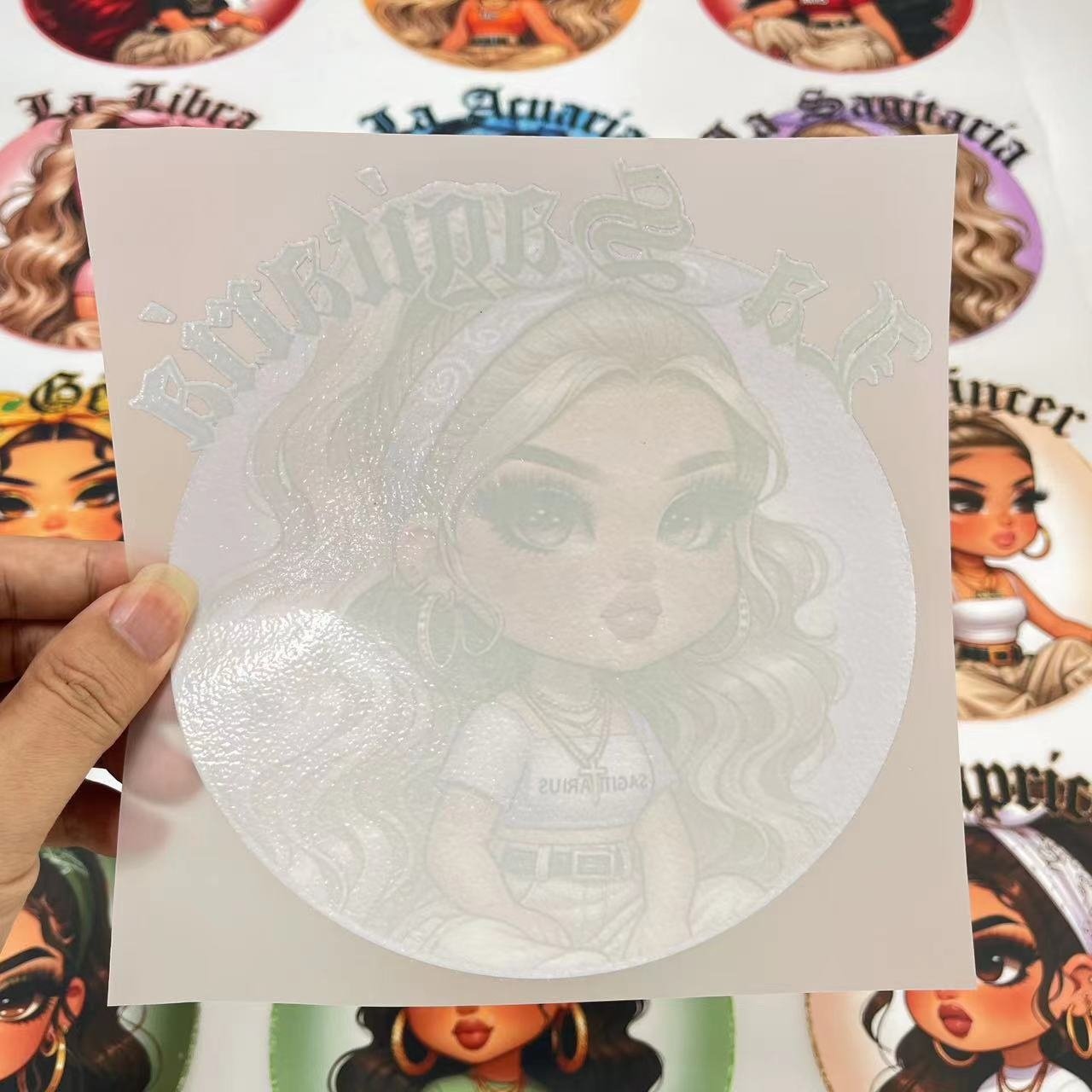Wholesale girls vinyl stickers waterproof custom plastisol heat transfers dtf transfers printing on t shirt