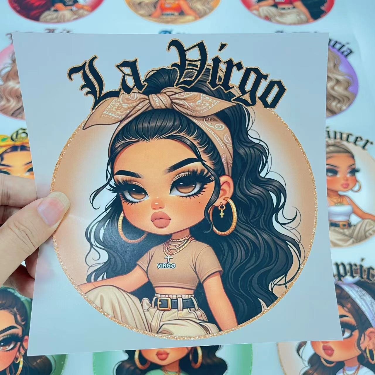 Wholesale girls vinyl stickers waterproof custom plastisol heat transfers dtf transfers printing on t shirt