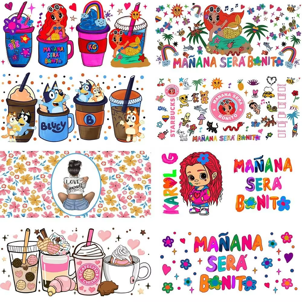 Factory Wholesale Custom UV DTF Cup Wrap Transfers Heat Transfer Printing on Mugs