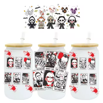 Custom Cartoon Pattern Design DTF Cup with UV Waterproof Water Transfer Printing Made from Glass Plastisol PET Material