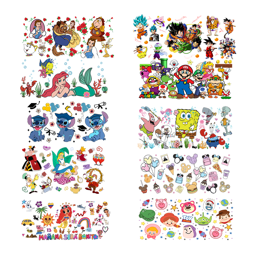 High quality custom Waterproof heat Transfers dtf Sticker Uv Dtf Wraps 16oz custom Dtf Transfer Print