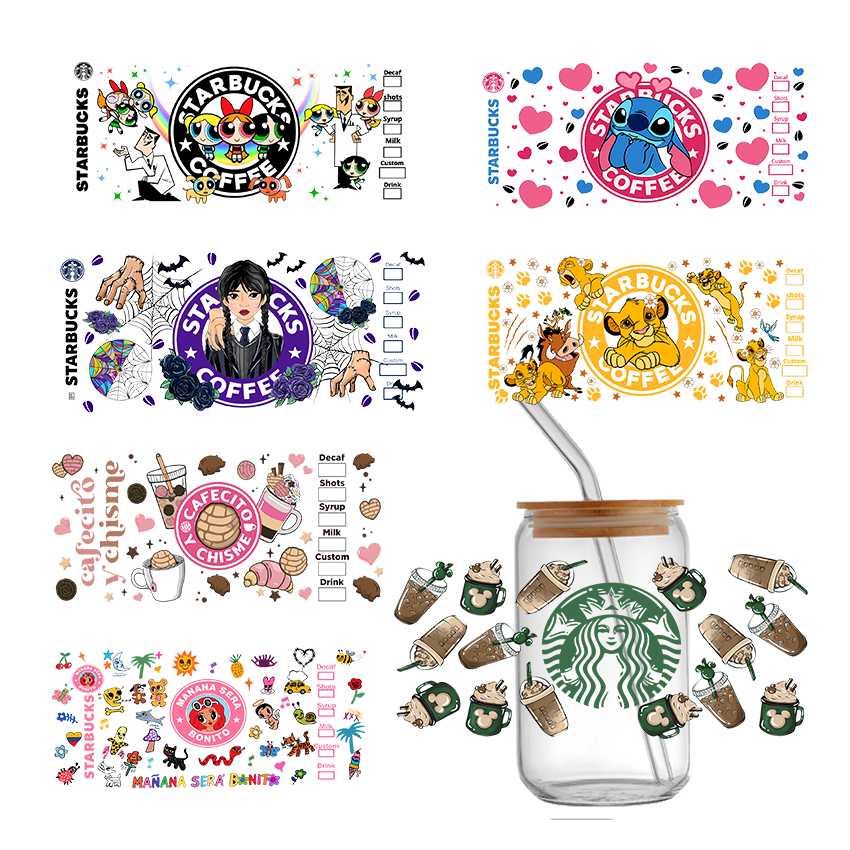 High quality custom Waterproof heat Transfers dtf Sticker Uv Dtf Wraps 16oz custom Dtf Transfer Print