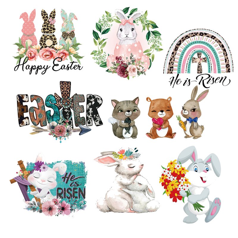 New Design Easter Plastisol Heat Press Transfers Ready to Press Printing Garment Vinyl Designs Heat Transfer Printing on T Shirt