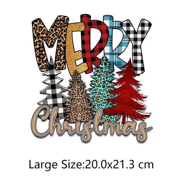 Caadhy New Year DTF Heat Transfers Merry Christmas Sticker Garment Paper Heat Transfer Printing for Clothing