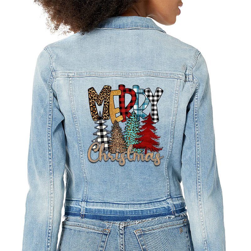 Caadhy New Year DTF Heat Transfers Merry Christmas Sticker Garment Paper Heat Transfer Printing for Clothing
