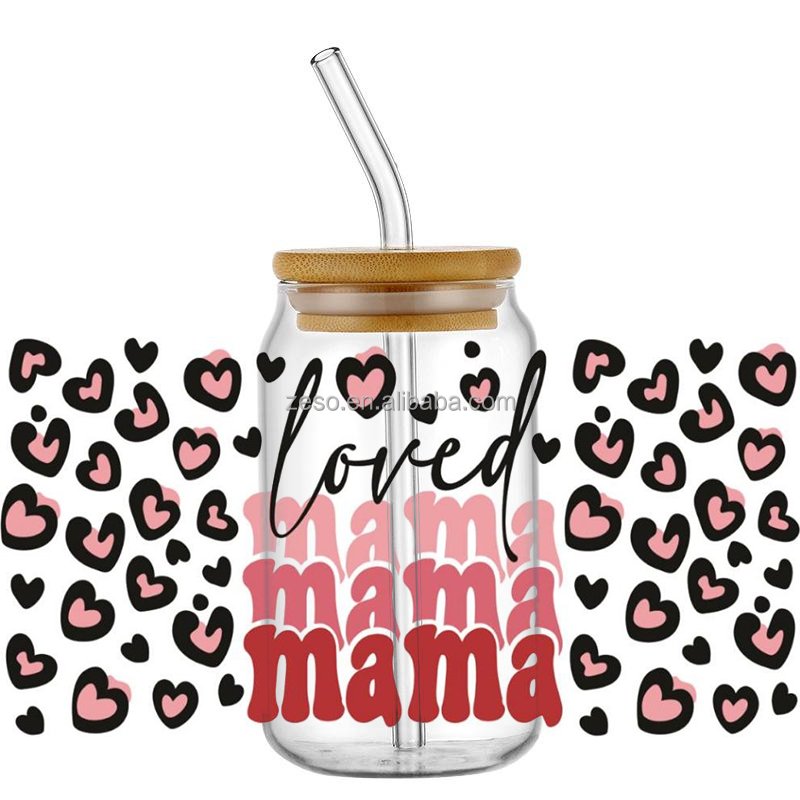 ELITE Customized Design Packaging 16oz Libbey Cup Wrap Transfer Printing Valentine's day OEM UV DTF Transfer Label Stickers