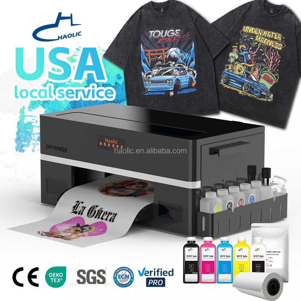 Haolic 30cm A3 DTF Printer Tshirt Printing Machine Heat Transfer Film Roll to Roll Duai XP600 For Small Businessd DTF Printer