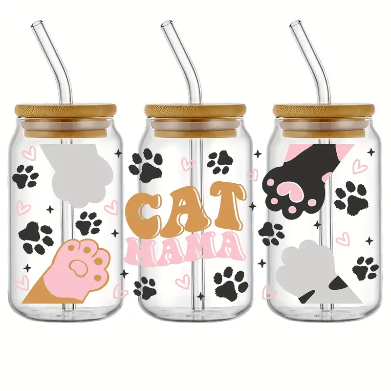 Butterflies Sunflower Libbey Can Glass Wrap 16oz Custom Size uv dtf wrap cup uv dtf transfers for cups wraps logo Wholesale
