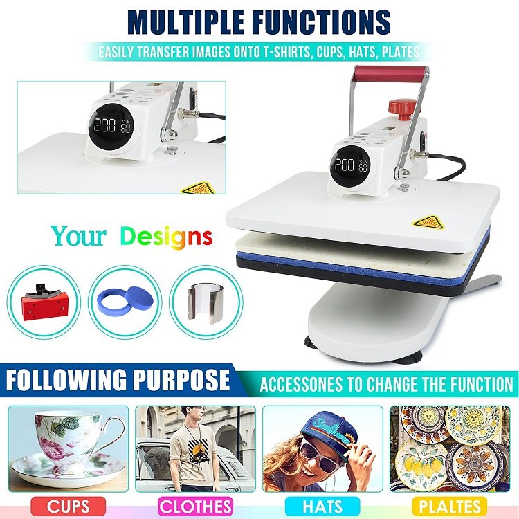 Freesub new arrivals 5 in 1 combo heat press machine hat/cap sublimation machine t-shirt printing machine F910-5