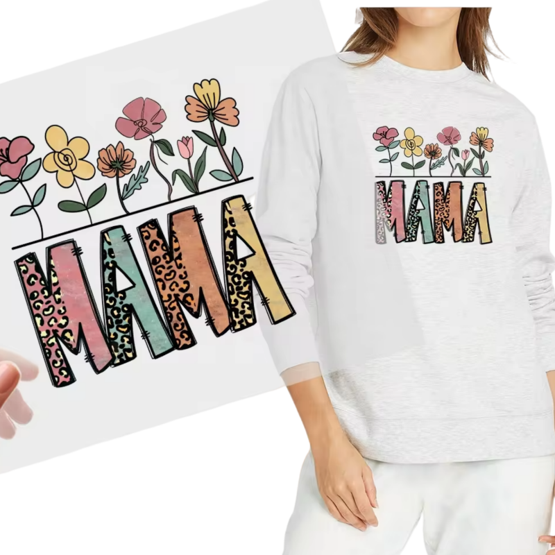 Dtf Heat Transfer Printing Mama Mother's Day Mom Logo Design Custom Ready To Press Dtf Vinyl Transfer for Tshirts