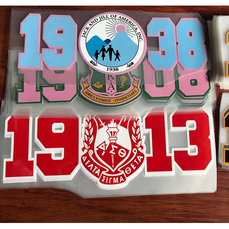 Custom Hot selling Delta Sigma Theta sorority designs washable Thin soft plastisol screen print heat transfers