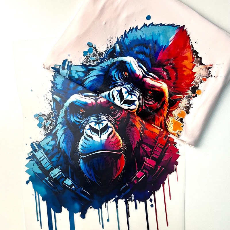Orangutan dog cat dinosaur animal custom logo screen print T shirt 3D puff vinyl sticker heat dtf transfers