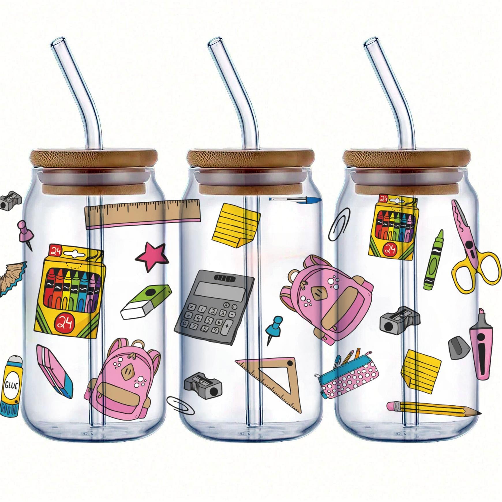 Ready To Ship Factory Uv Dtf Cup Wraps 16oz Stickers wholesale UVDTF Decals Waterproof Cups Wraps for 16oz Libbey Glass