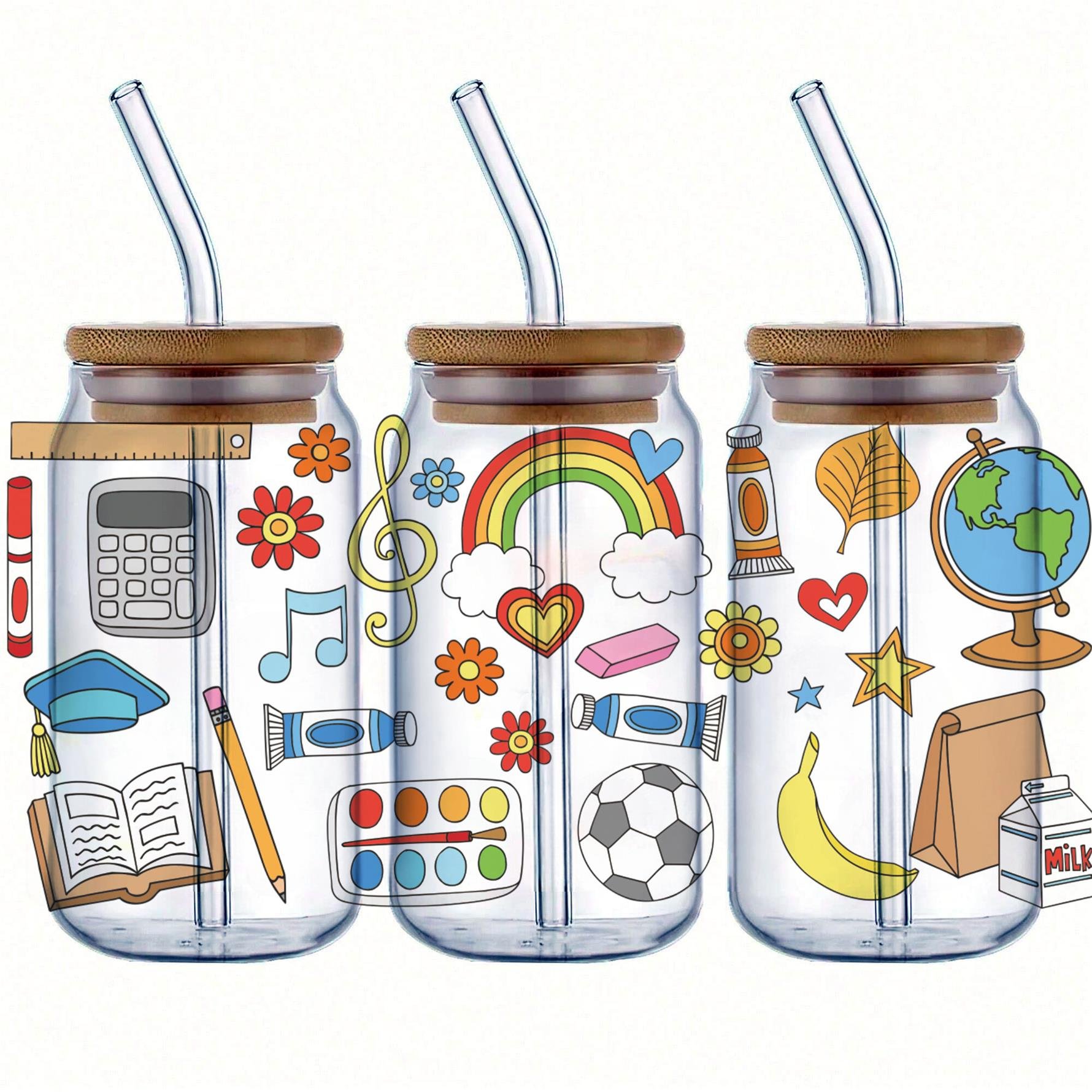Ready To Ship Factory Uv Dtf Cup Wraps 16oz Stickers wholesale UVDTF Decals Waterproof Cups Wraps for 16oz Libbey Glass