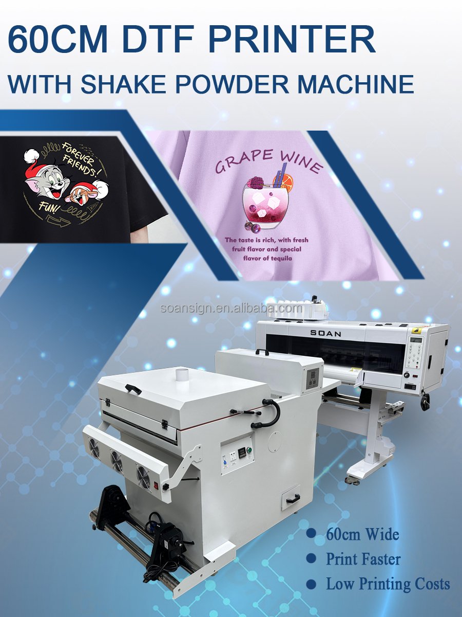 New arrival A1 DTF Printer A1 Size T Shirt DTF Printer 2 I3200/I1600 Heads With Hoson Board DTF Printer 60cm Machine