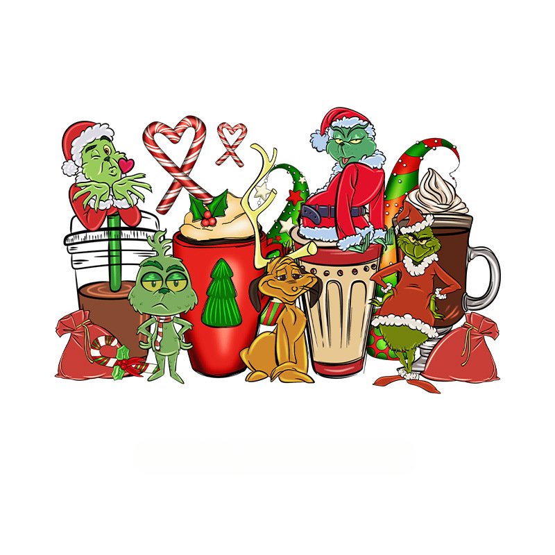 Dtf Printed Sticker for T-shirts Iron On Heat Transfers Heat Press Stickers Transfer Printing for Christmas