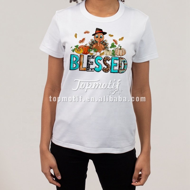 High Quality Custom Blessed Heat Transfer labels Turkey and Pumpkins DTF Heat Transfer Designs