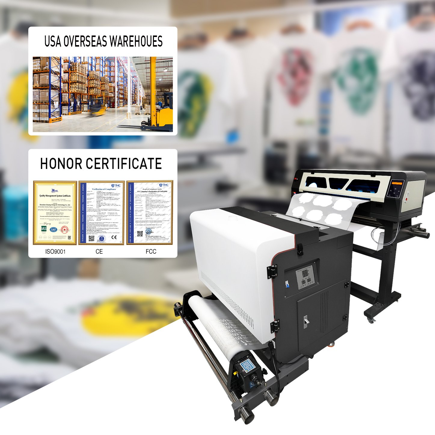 EraSmart 24 Inch A1 60cm Dual XP600 Printhead DTF Inkjet Printing Roll Film Transfer Printer Machine A3 DTF Printer For T-shirt