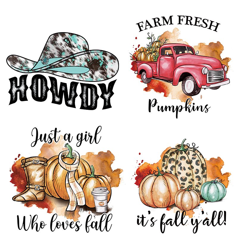 Wholesale custom dtf print transfers Happy fall Halloween screenprint transfers design for Fall Sweatshirt Halloweentown