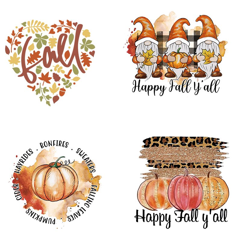 Wholesale custom dtf print transfers Happy fall Halloween screenprint transfers design for Fall Sweatshirt Halloweentown