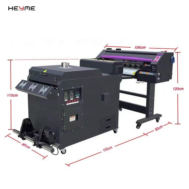 2024 Heyme 60cm size 24 inch Dual i3200 4720 XP600 printhead Pet film transfer DTF printer T-shirt printing Shaking powder
