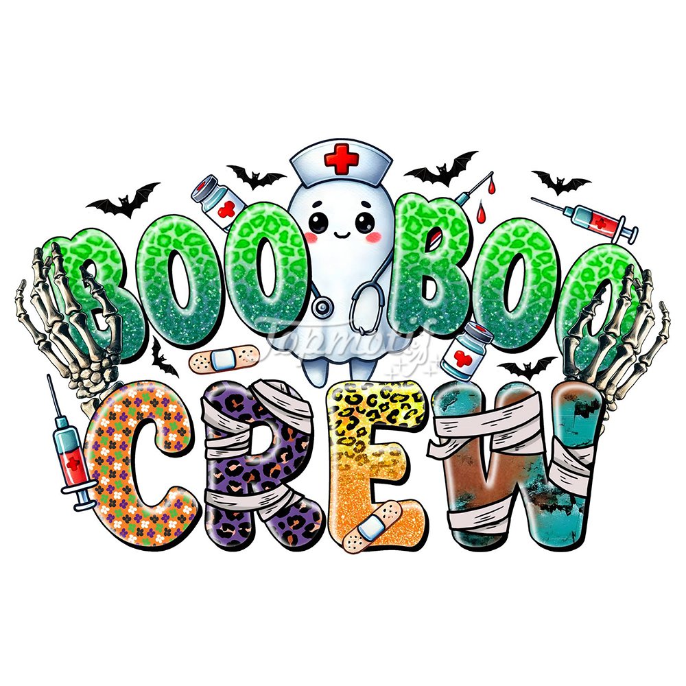 Hot selling products 2024 halloween boos crew cute cloth diy decor dtf transfer iron on heat press transfer printing