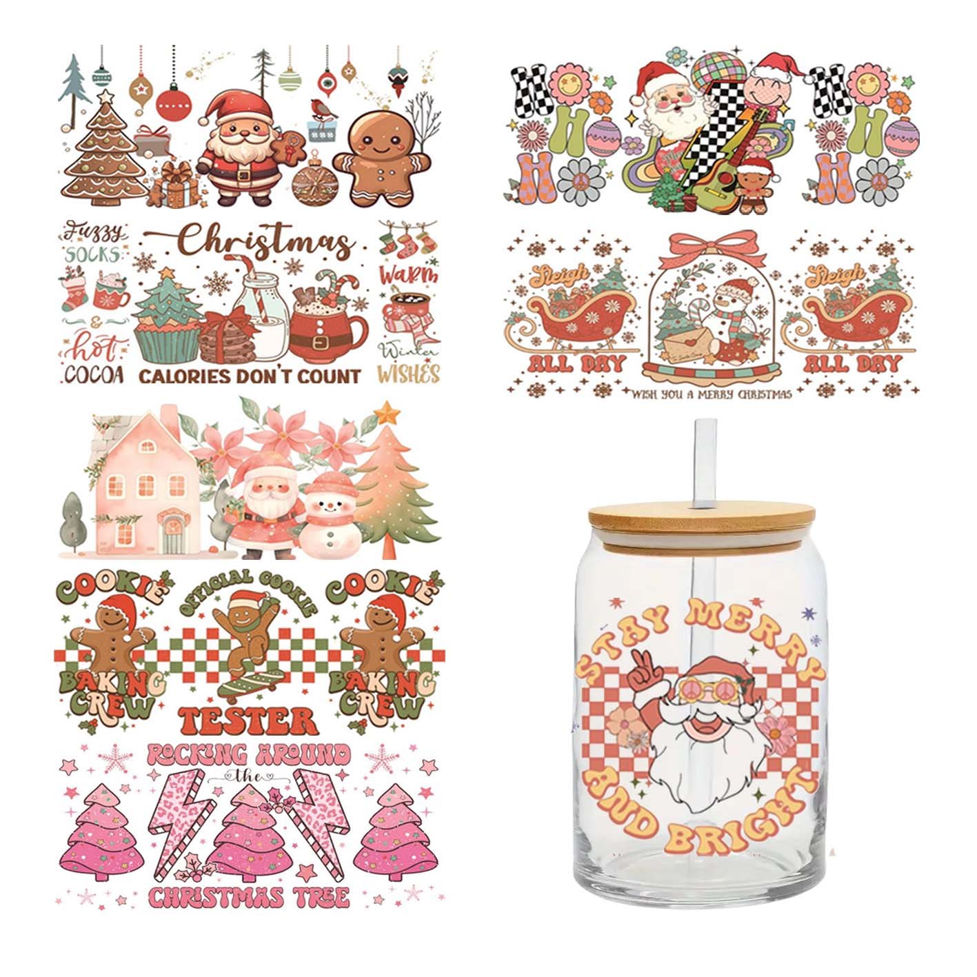 Christmas custom transfer Print cup packaging Transfer uv DTF cup uv DTF cup packaging transfer
