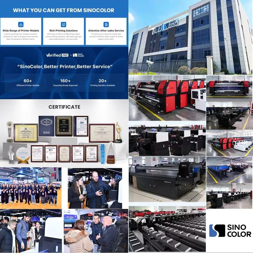 SinoColor Machine Vision System High Drop System CMYKW Fluorescent 60cm i1600 i3200 Automatic UV DTF Printer for UV Printing