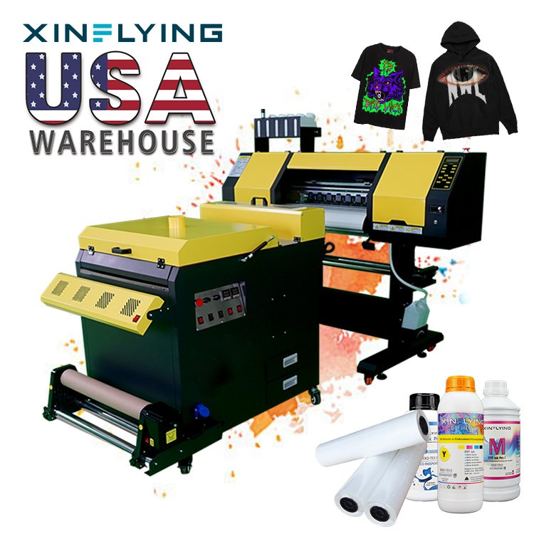 XinFlying 60cm DTF Printer Machine Epson I3200 A1 Type Head With Powder Shaker Roll To Roll Printer USA Warehouse