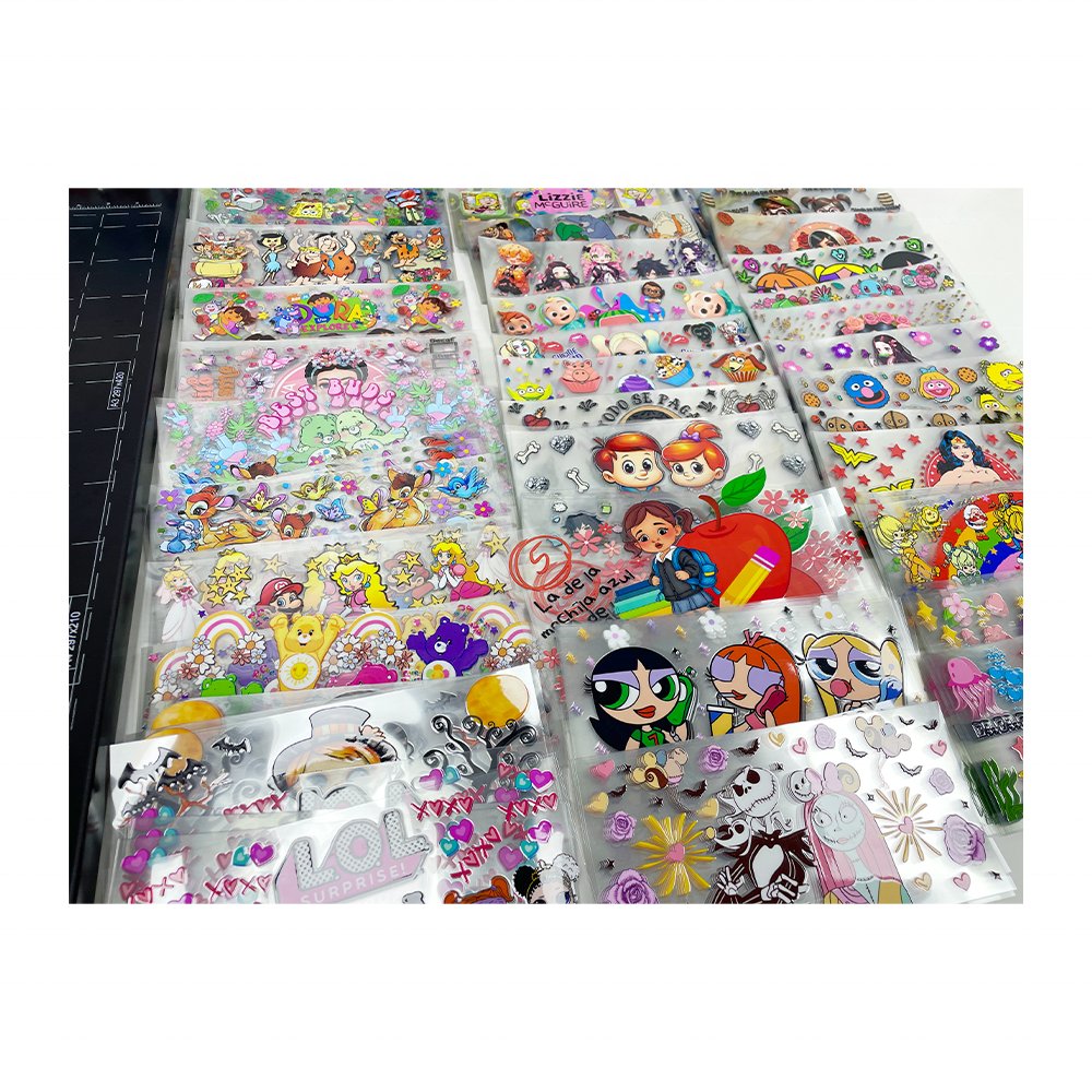Double-sided view uv dtf cup packaging sticker decal Wholesale Ready To Tra Custom UV DTF Cup Wrap Design Eco Solvent Transfers