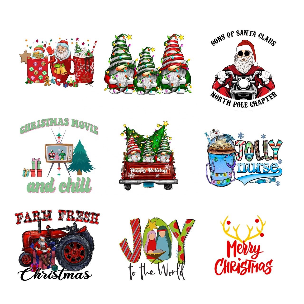 Wholesale low MOQ popular Christmas custom logo stickers plastisol transfers vinyl heat transfer printing for t shirt